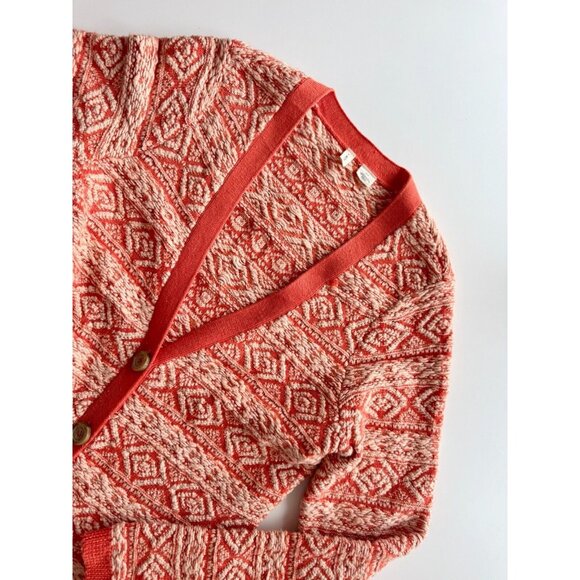 MOTH Orange Cotton Jacquard Knit Duster Cardigan Sweater, Size M - Picture 6 of 15